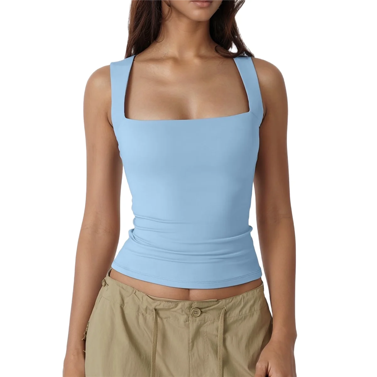

Women'S Square Neck Sleeveless Tank Tops M