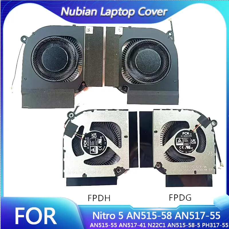 CPU GPU Cooler Fan 12V for ACER Nitro 5 AN515-58 AN517-55 AN515-55 AN517-41 N22C1 AN515-58-5 PH317-55 Laptop Fan