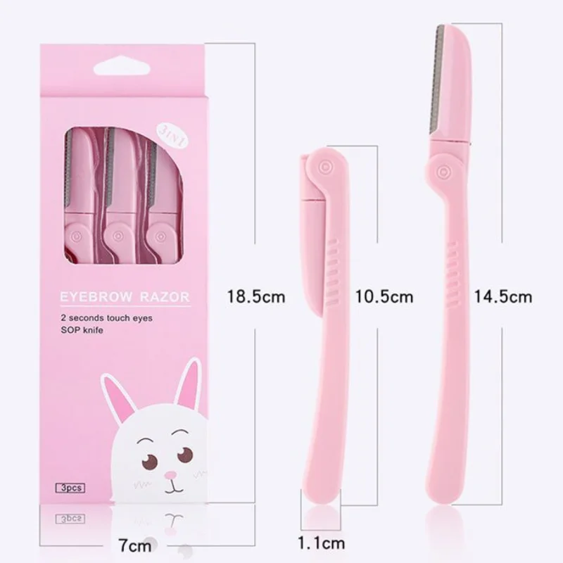 Karsyngirl 3pcs/lot Women Face Care Hair Removal Tool Makeup Shaver Knife Eyebrow Trimmer Safe Shaving Makeup Tools