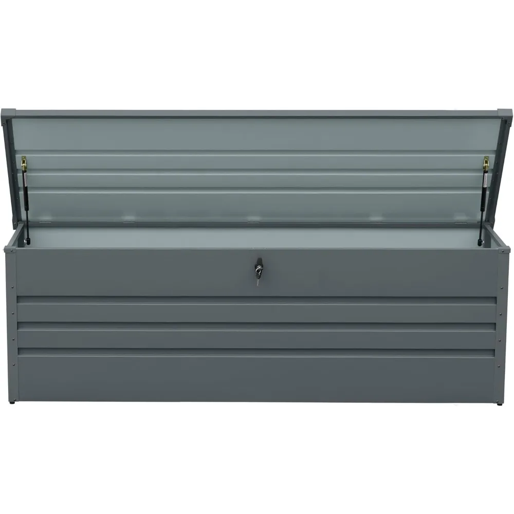 

260 Gallon Waterproof Outdoor Storage Box, Outside Metal Deck Storage Box for Patio Cushions, Garden Tools and Sports Pools Equi