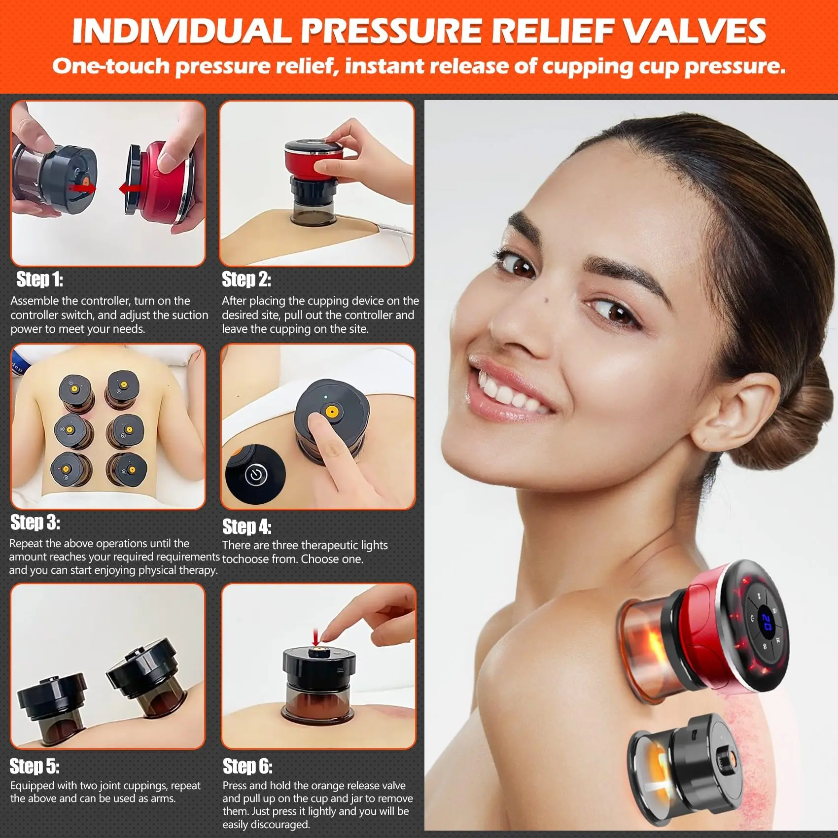 8 Cup Alat Pijat Bekam Elektrik Gua Sha Vacuum Suction Cups Ems Anti Selulit Terapi Magnet Scraping Pembakar Lemak Pijat Tubuh