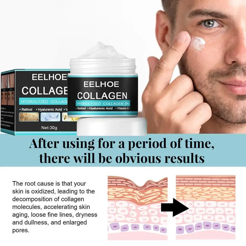 كريمات الكولاجين للرجال السلس التجاعيد ثبات رفع ترطيب حمض الهيالورونيك كريم وجه الريتينول الكولاجين ترطيب #6