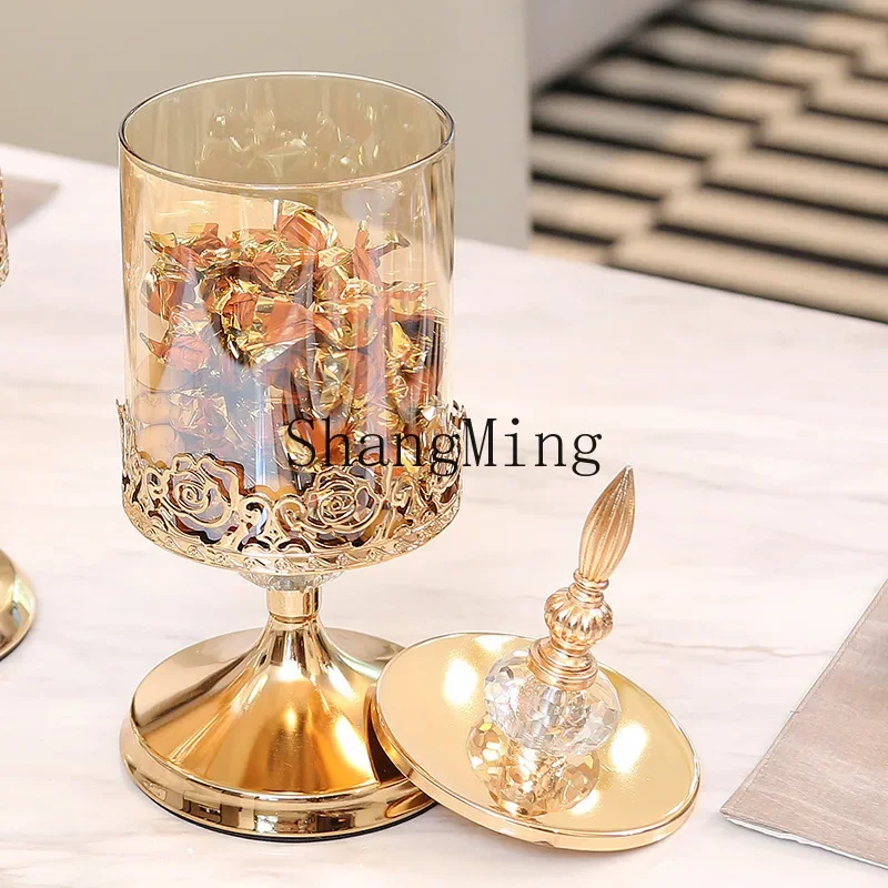 

CLL crystal glass with lid storage jar beauty living room coffee table lace candy jar storage decorative ornament