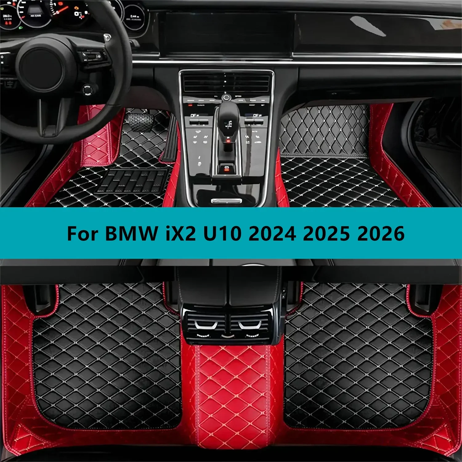 

Car Floor Mats For BMW iX2 U10 2024 2025 2026 Full Set Leather All Weather Waterproof Car Floor Mats