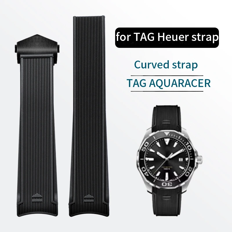 BRETA22 * 18MM correa de silicona con boca de arco para HEUER AQUARACER WAY101A/WAY108A negro azul accesorios de correa de reloj de goma para buceo para hombres