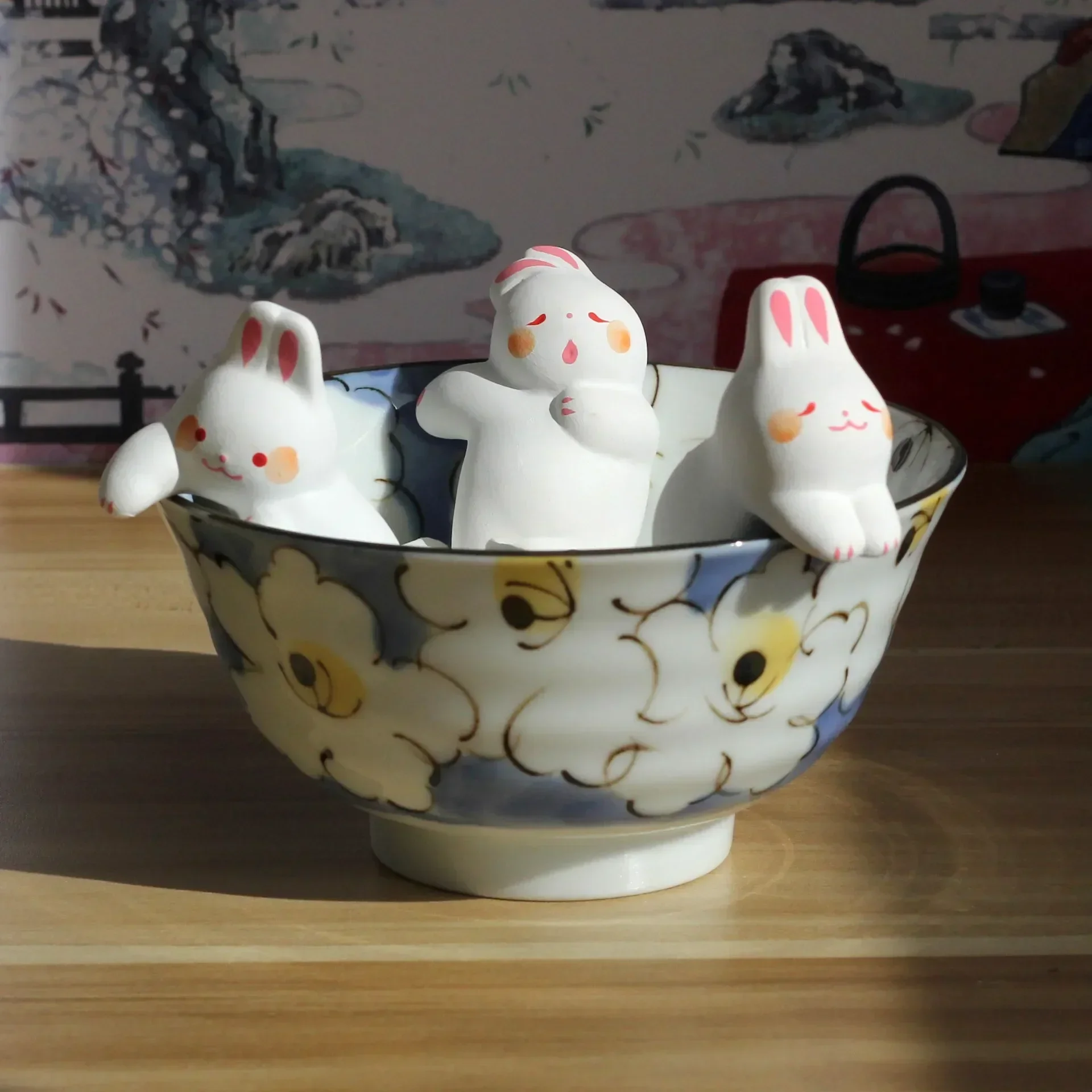 شاشة الكمبيوتر رصد الحلي الصغيرة سطح المكتب دمية القط أرنب ديكور المنزل محظوظ القط تمثال اكسسوارات المنزل Kawaii