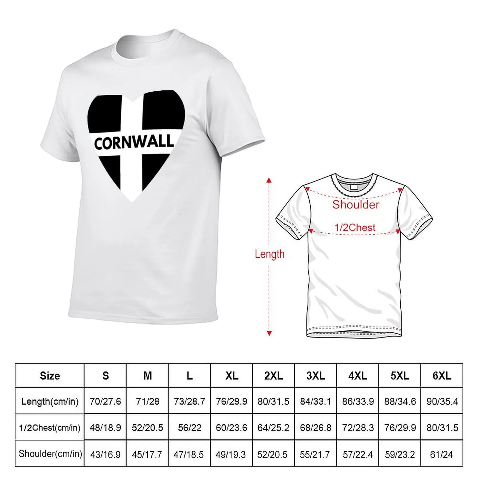 Cornwall Heart Cornish flag T-Shirt sports fans street wear designer t shirt men
