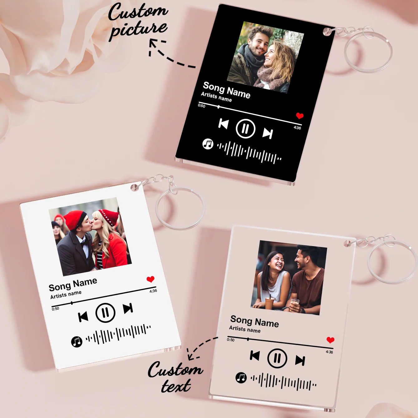 Llaveros con fotos personalizadas, llaveros de música personalizados, llaveros de bolsillo con música personalizados, regalos de cumpleaños, regalos de aniversario