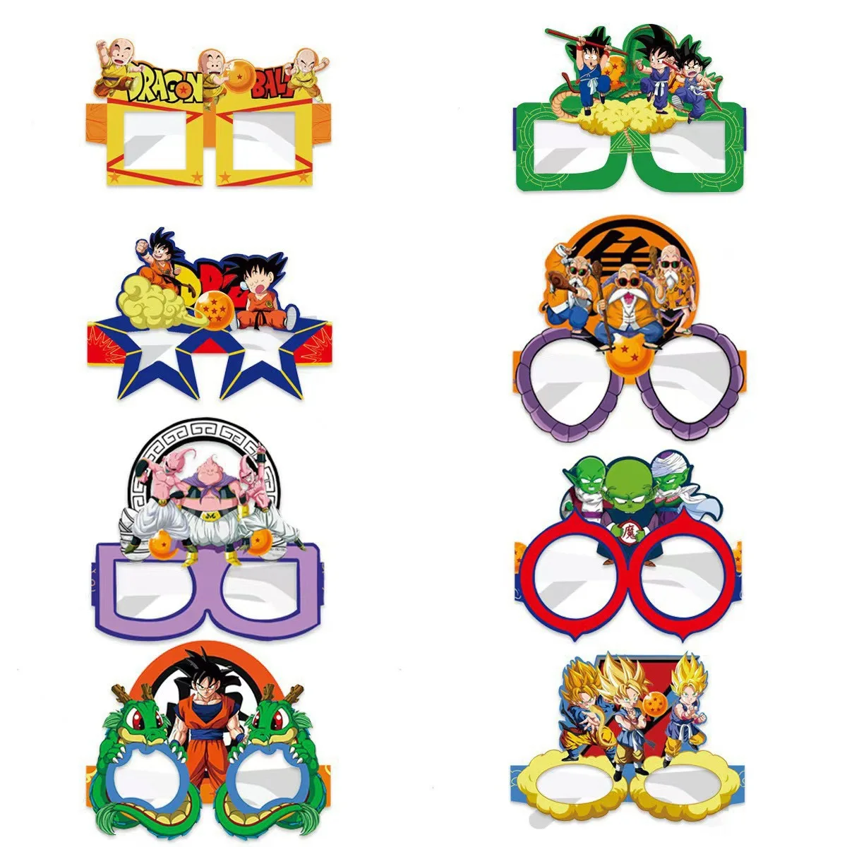 New 8/16/24pcs Dragon Ball Party Decor Wukong and His Friends Paper Glasses Mask Birthday Photography Props Party