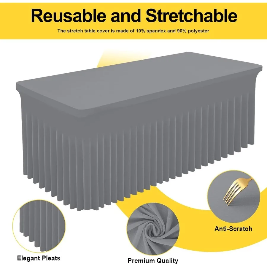 

Скатерть Smiry из спандекса для прямоугольных столов 6 футов, водонепроницаемая, моющаяся, эластичная, стрейчевая, серая, для улицы