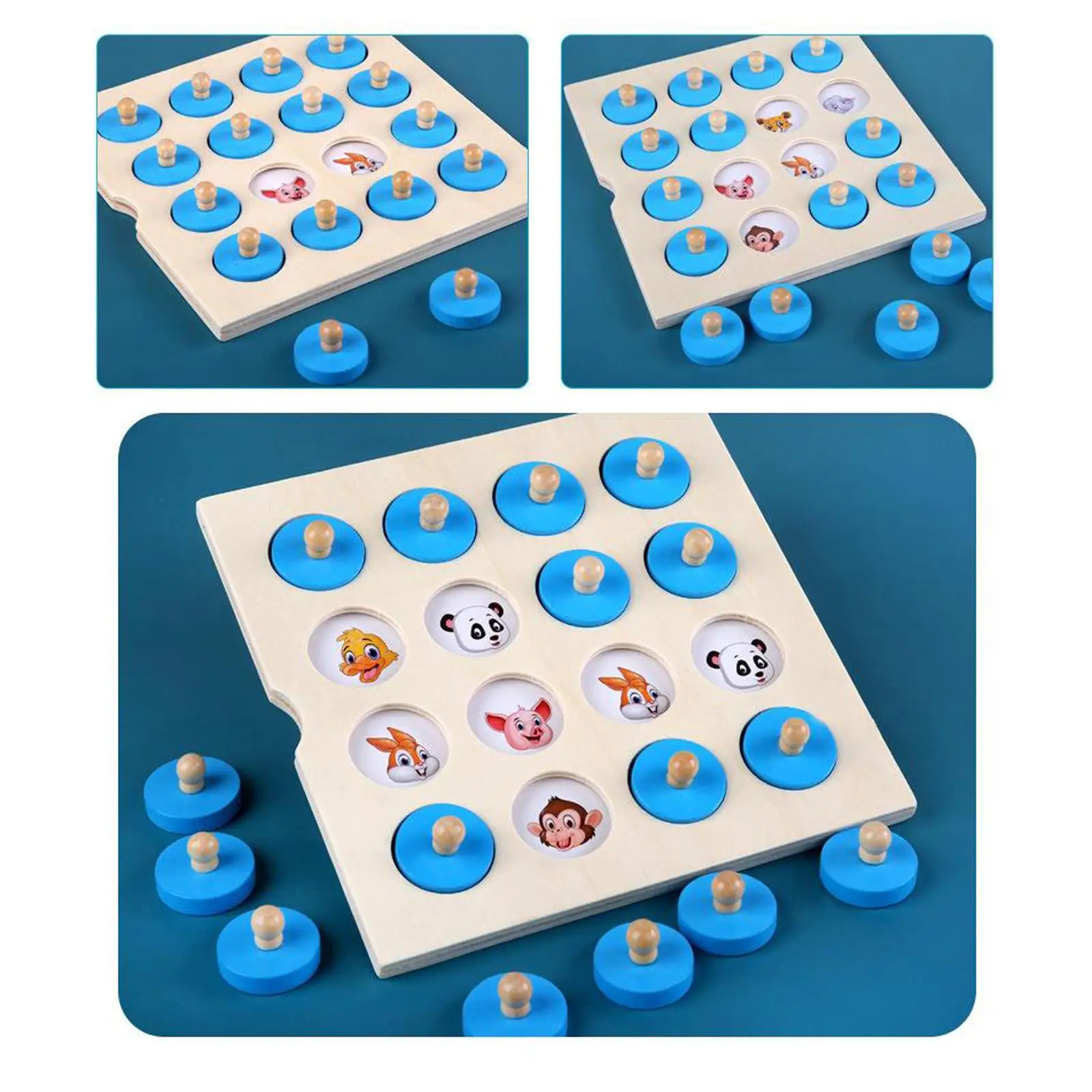 Montessori Memory Chess Game 3d Wooden Puzzle Early Educational Toys for Children Kids