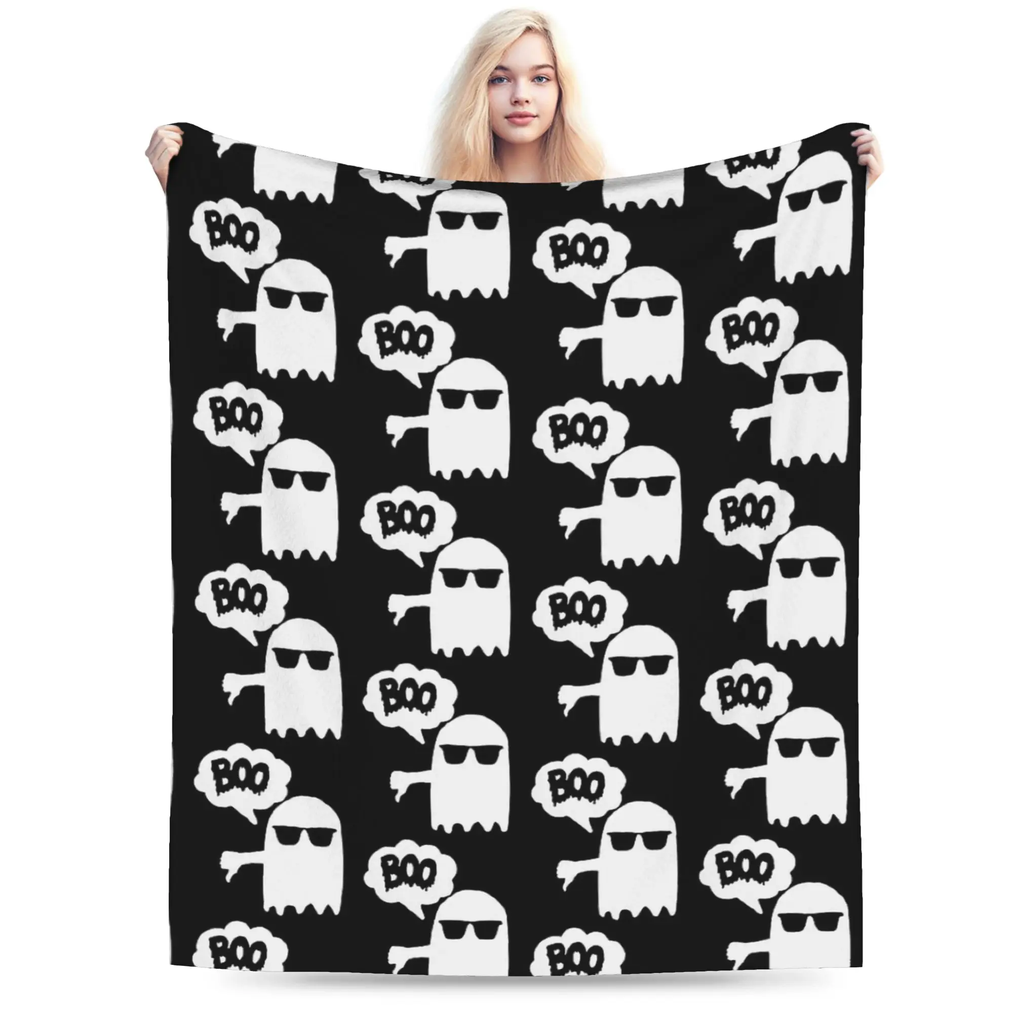 

Фланелевое одеяло Boo Funny Ghost Meme, зимнее теплое постельное белье, пледы для мальчиков и девочек, новинка, покрывало для спальни, дивана-кровати