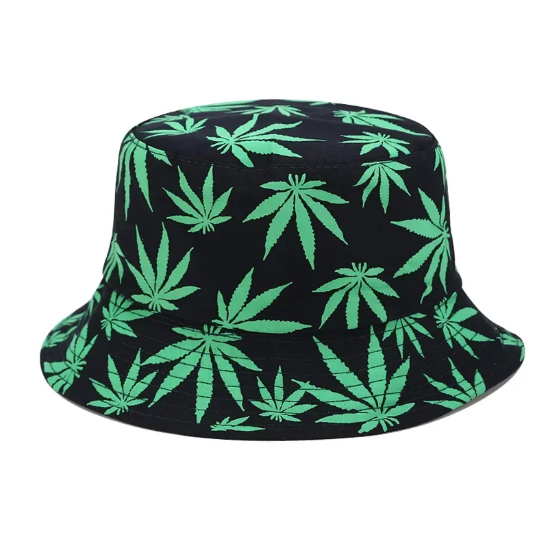 Women Bucket Hats Men Maple Leaf Print Cap Panama Hat Sandbeach Sunhat Fishing Hat Fisherman Cap for Hip Hop Bob Femme Gorro