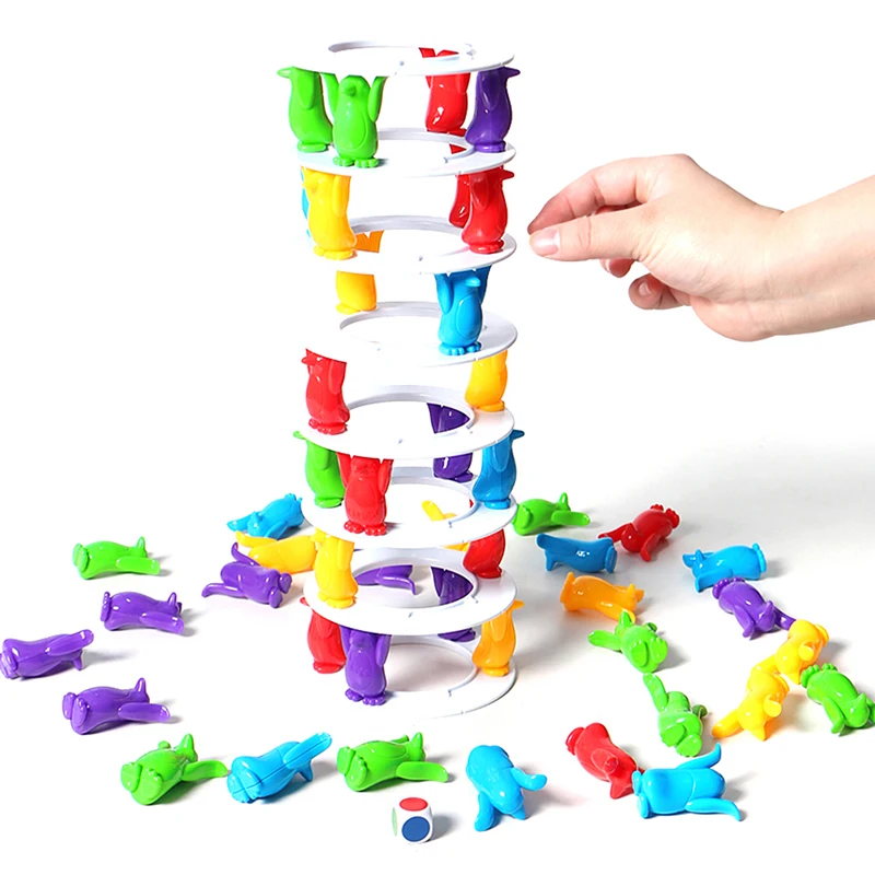 

Kids Penguin Tower Collapse Balance Game Toy Party Family Funny Board Game Toys Crazy Penguin Crash Tower Toy Children Xmas Gift