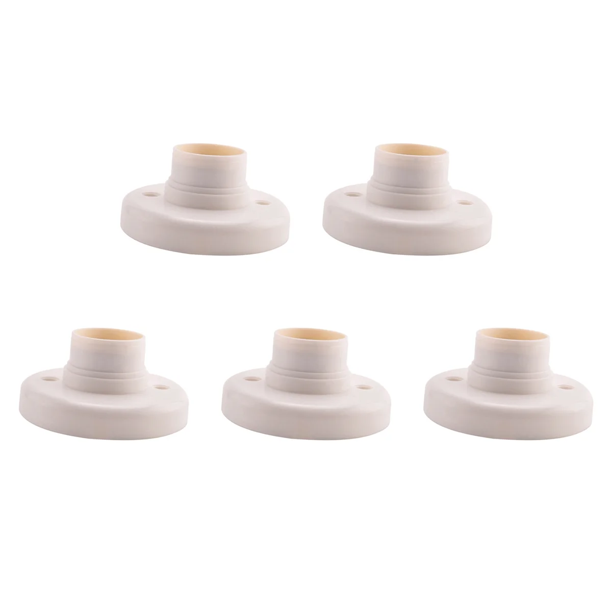 A71P 5X E27 Round Plastic Base Screw Light Bulb Lamp Socket Holder White