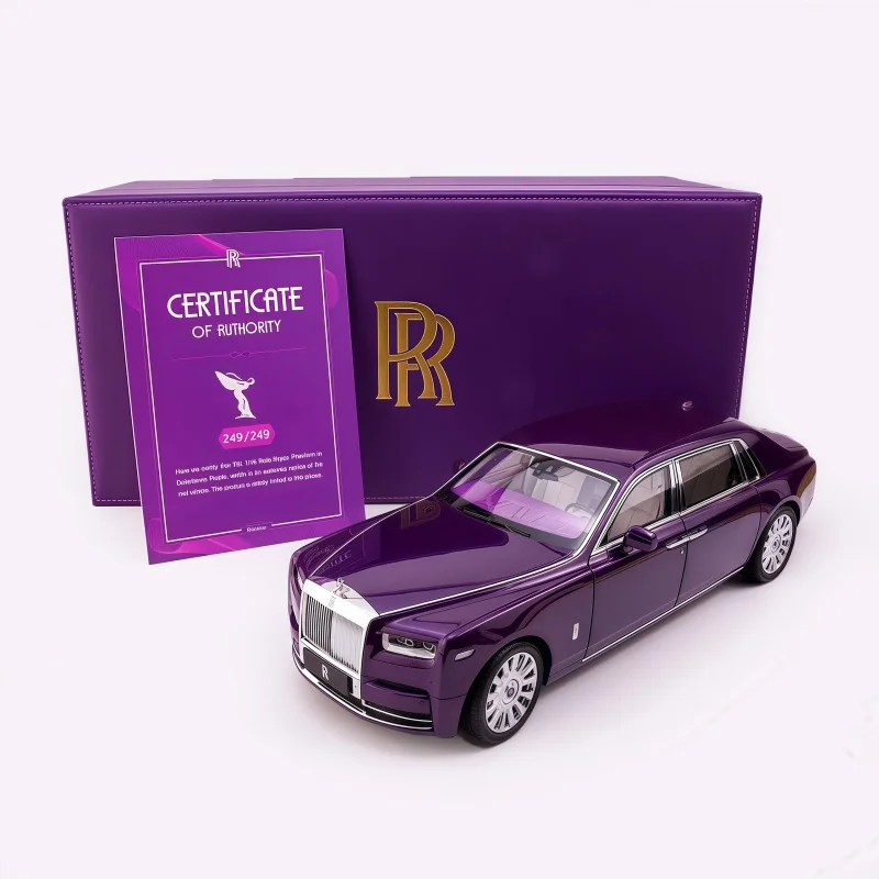 Original 1:18 Rolls-Royce Phantom pearl purple leather case alloy full open die casting  simulation model, adult decoration