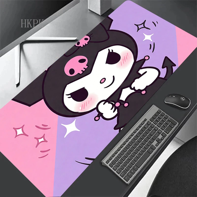 

Hot Lovely Kuromi Mousepad HD Printing Computer Gamers Locking Edge Deskmat Non-slip Mouse Pad XXL 90x40cm Keyboard PC Desk Pads