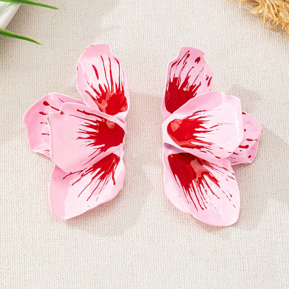 Stud Earrings For Women Drip Glaze Folded Petals Flower Personality Fashion Temperament Ear Accessories Fashion Jewelry BE526