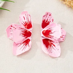 Stud Earrings For Women Drip Glaze Folded Petals Flower Personality Fashion Temperament Ear Accessories Fashion Jewelry BE526