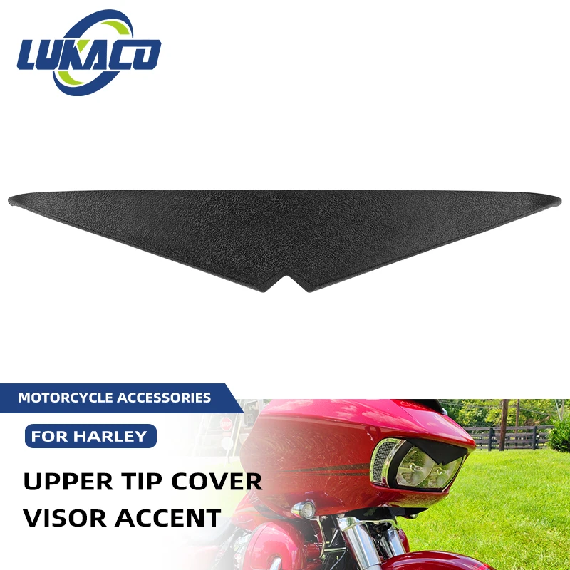 

Motorcycle Headlight Trim Head Lamp Eyebrow Eyelid Upper Tip Cover Visor Accent For Harley Touring Road Glide FLTRX CVO 15-23