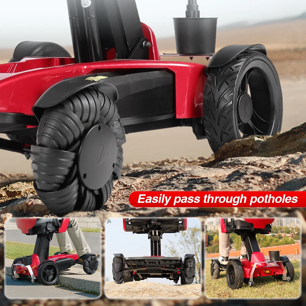Heavy-Duty Hospital-Grade Obstacle Climbing Wheelchair Scooter Brushless Motor Aluminum Portable Foldable Electric Wheelchair