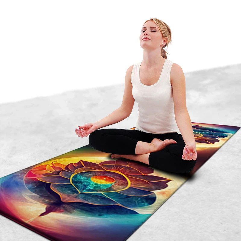 Reiki Radiance Lotus Yoga Meditation Mat Spiritual Carpet Chakra Healing Rug Pagan Astrology Crystal Pad Bedroom Home Decoration