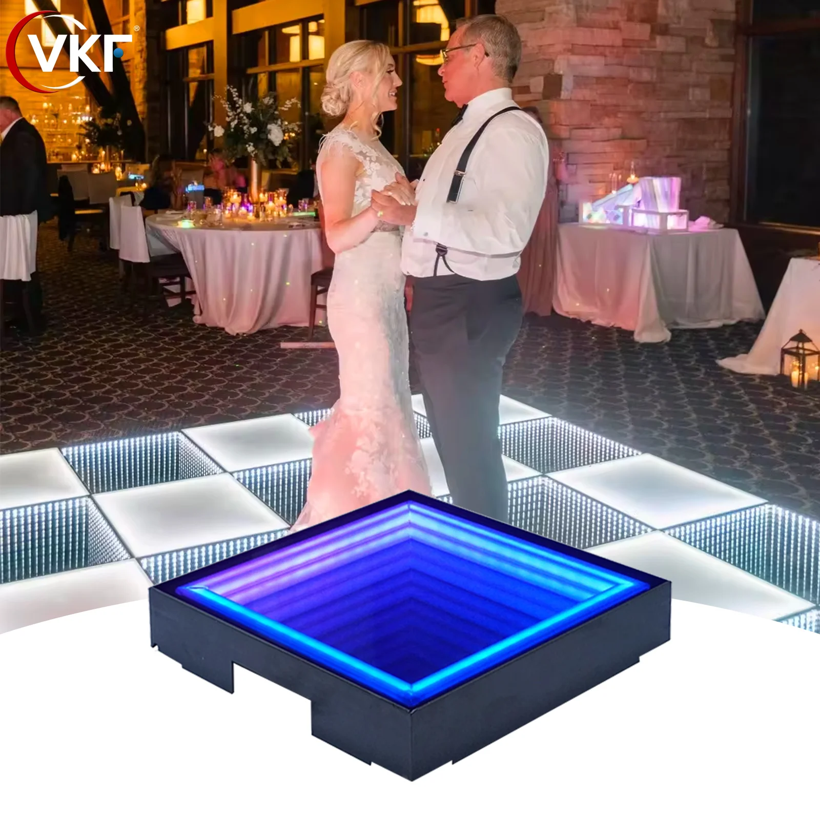 LED Dance Floor Tile Stage Effect LightsRGB Full Color 3D Mirror Floor Light Up for DJ Disco Club Wedding Party Stage Panels