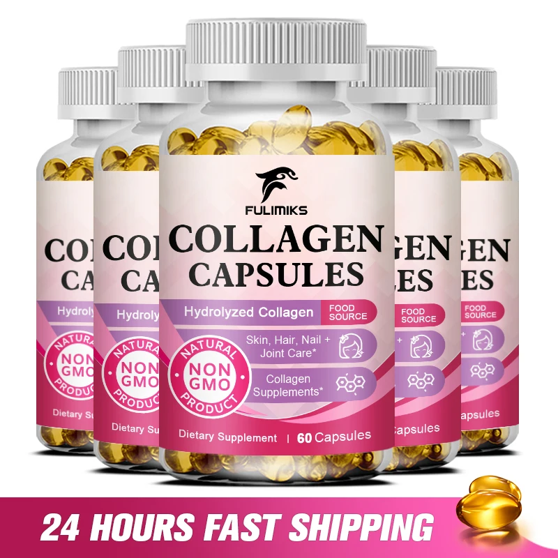 Collagen Supplement Capsules - Containing Vitamins, Skin Nutrition Supplement,  100% Natural Complex Collagen Peptides