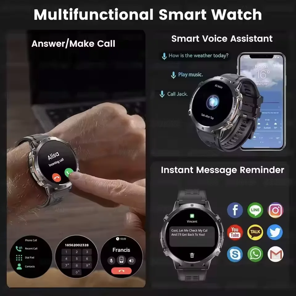 2026 New Military TANK Ultra GPS SmartWatch Built in GPS Compass Altimeter Barometer 10ATM Waterproof 1000mAh Sport Bracelet Men