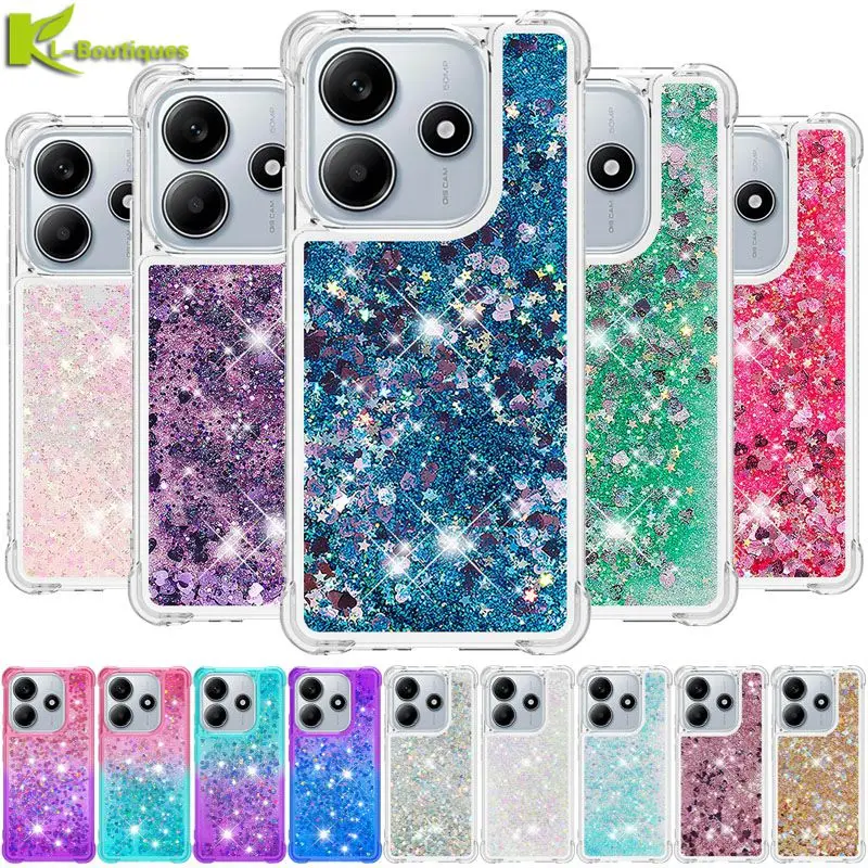 Para Xiaomi Redmi Note 14 Funda Bling Glitter Dynamic Liquid Funda para Funda Xiaomi RedMi Note 14 5G Note14 4G Fundas de teléfono Etui