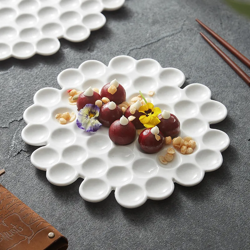 Plate White ceramic dish plate Dessert plate home advanced Japanese ceramic tableware