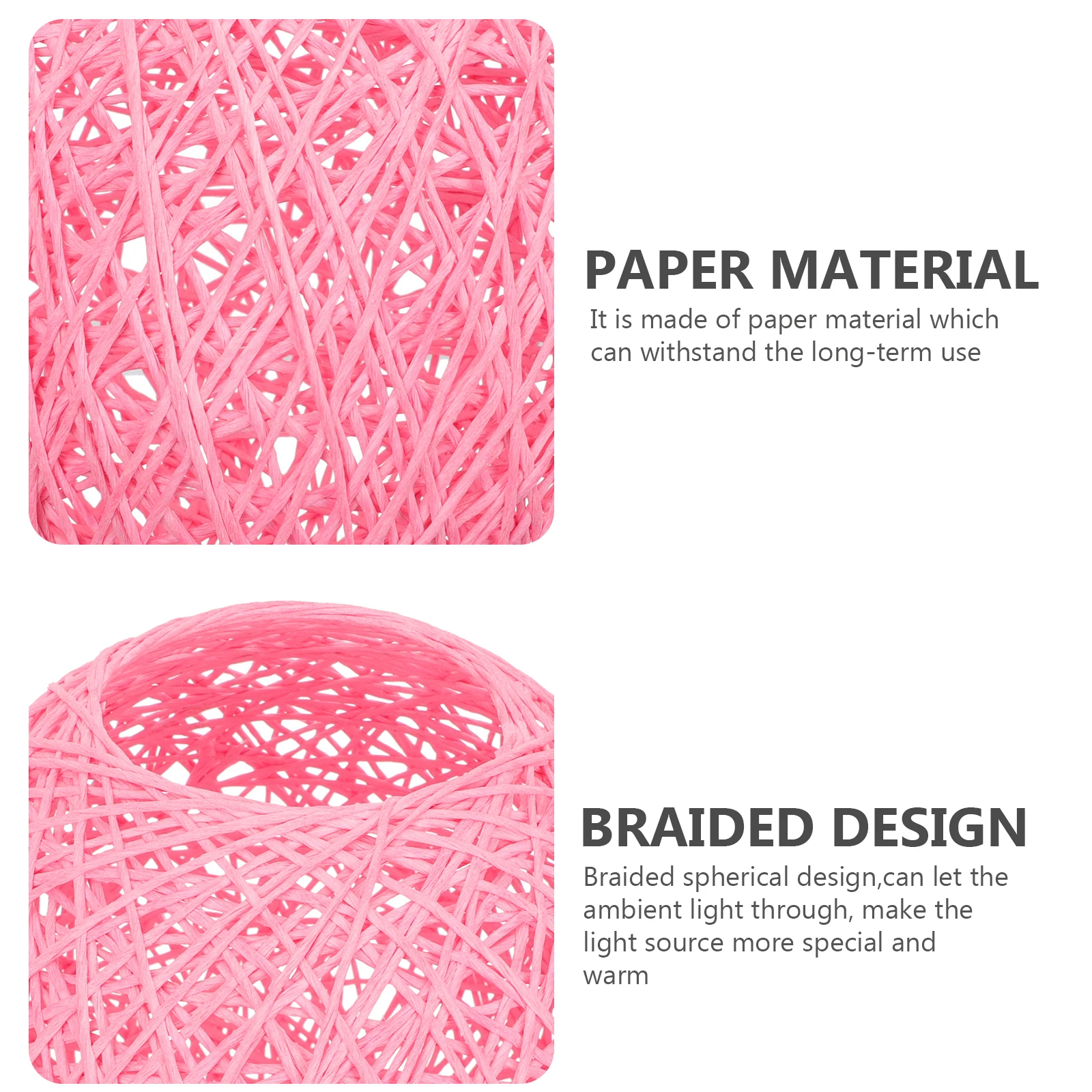 

Rattan Ball Lamp Shade Premium Paper Material Stable Structure Soften Bright Light for Bedroom Living Room Study Office Decor