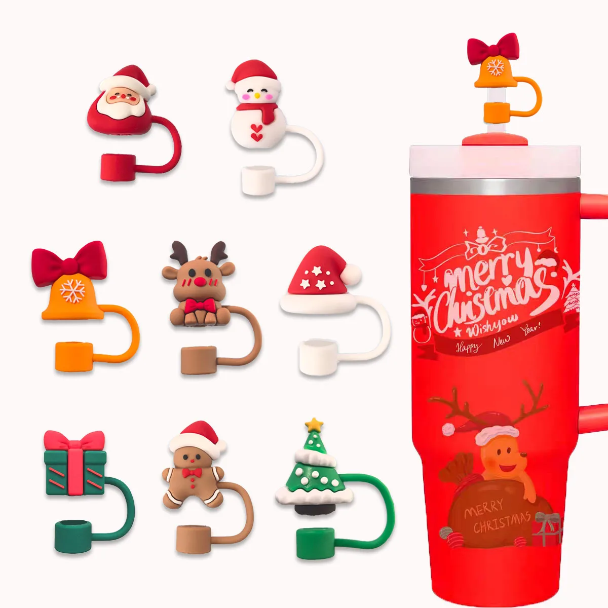 8PC Weihnachtsmann Strohhut, süße Schneemann Elch Strohkappe, Stanley Staubstopper