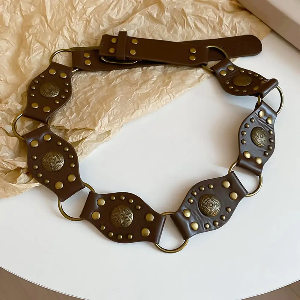 تقليد حزام جلد المرأة خمر حزام الموضة بوهيميا نمط الرجعية المرأة سبيكة الخصر حزام على شكل سلسلة لفساتين بلايز للقمصان #2