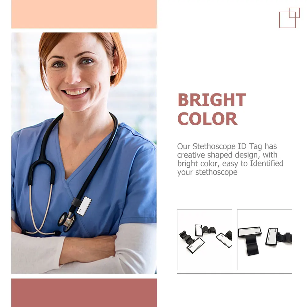 

8Pcs Reusable Stethoscope Name Cards Double Sided Writing Identification Tag Clip Portable Stethoscope Supplies Name Holders