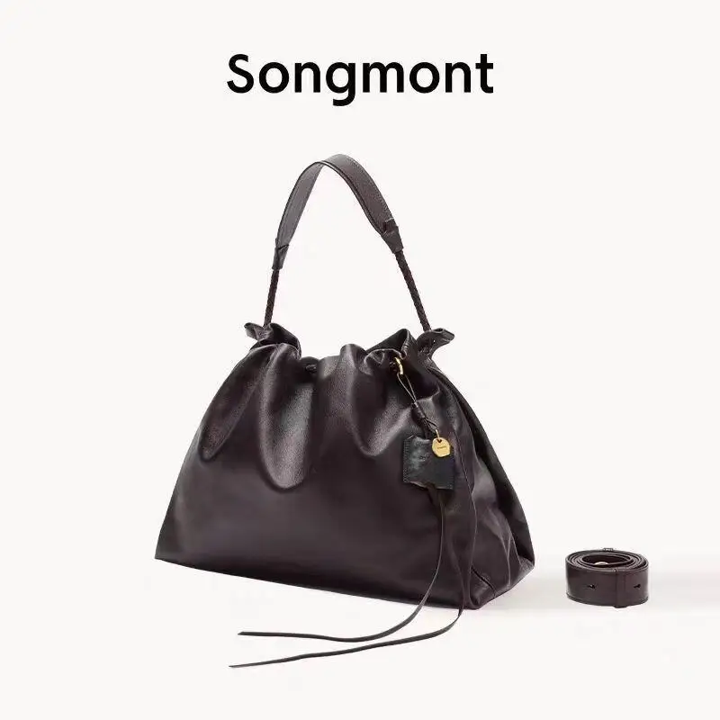حقيبة Songmont Urban Tote حقيبة كروس من الجلد الطبيعي للنساء بتصميم بسيط ورباط علوي وسحاب وتنظيم واسع #3