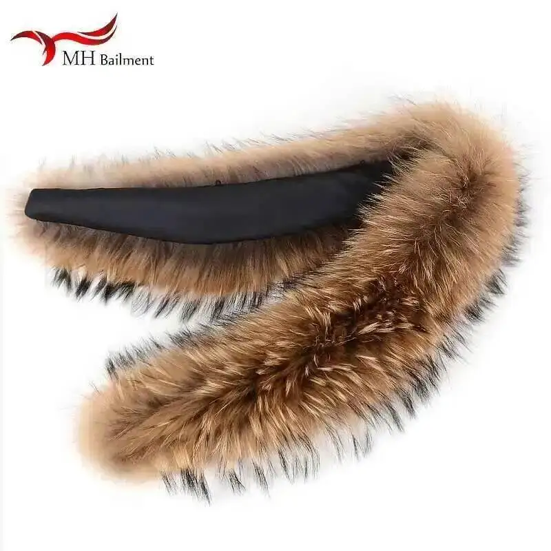 100% Echte Wasbeer Bontkraag Winter Damesmode Luxe Warme Natuurlijke Sjaal Voor Jassen Halswarmer Femme Dikke Bont Sjaal