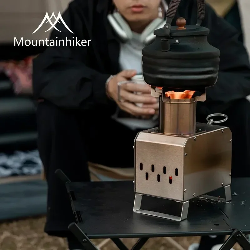 Imagem -02 - Mounthiker Portable Firewood Square Stove Aquecedor de Madeira ao ar Livre Piquenique Caminhadas Camping Wood Burner Aço Inoxidável