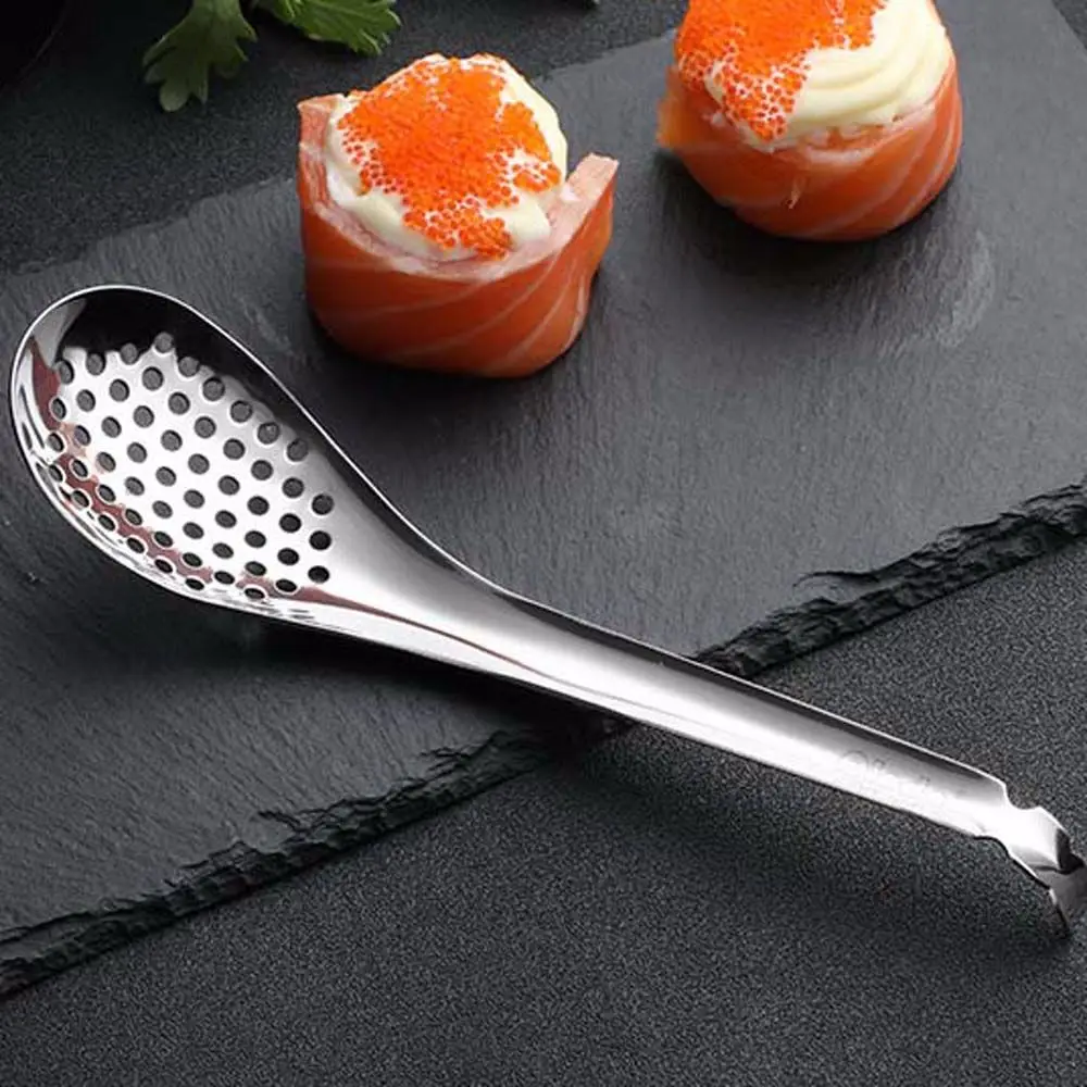 

1 PCS Practical 56 Holes Caviar Spoon Creative Slotted Spoon High Quality Stainless Steel Cooking Colander
