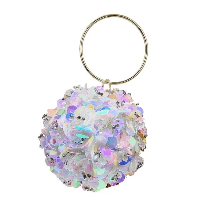 

D46D Unique Round Evening Bag Handbag with Flower Wristlet for Fashionable Ladies