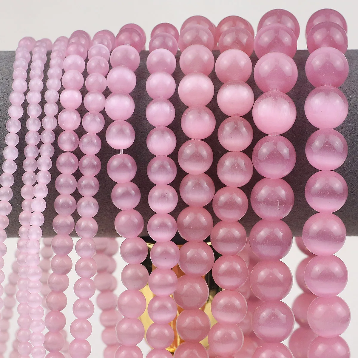 1Strand Natural Pink Cat's Eye Stone Round Loose Beads For Jewelry Making Bracelets Necklaces DIY Accessories 15‘’ 4/6/8/10/12mm