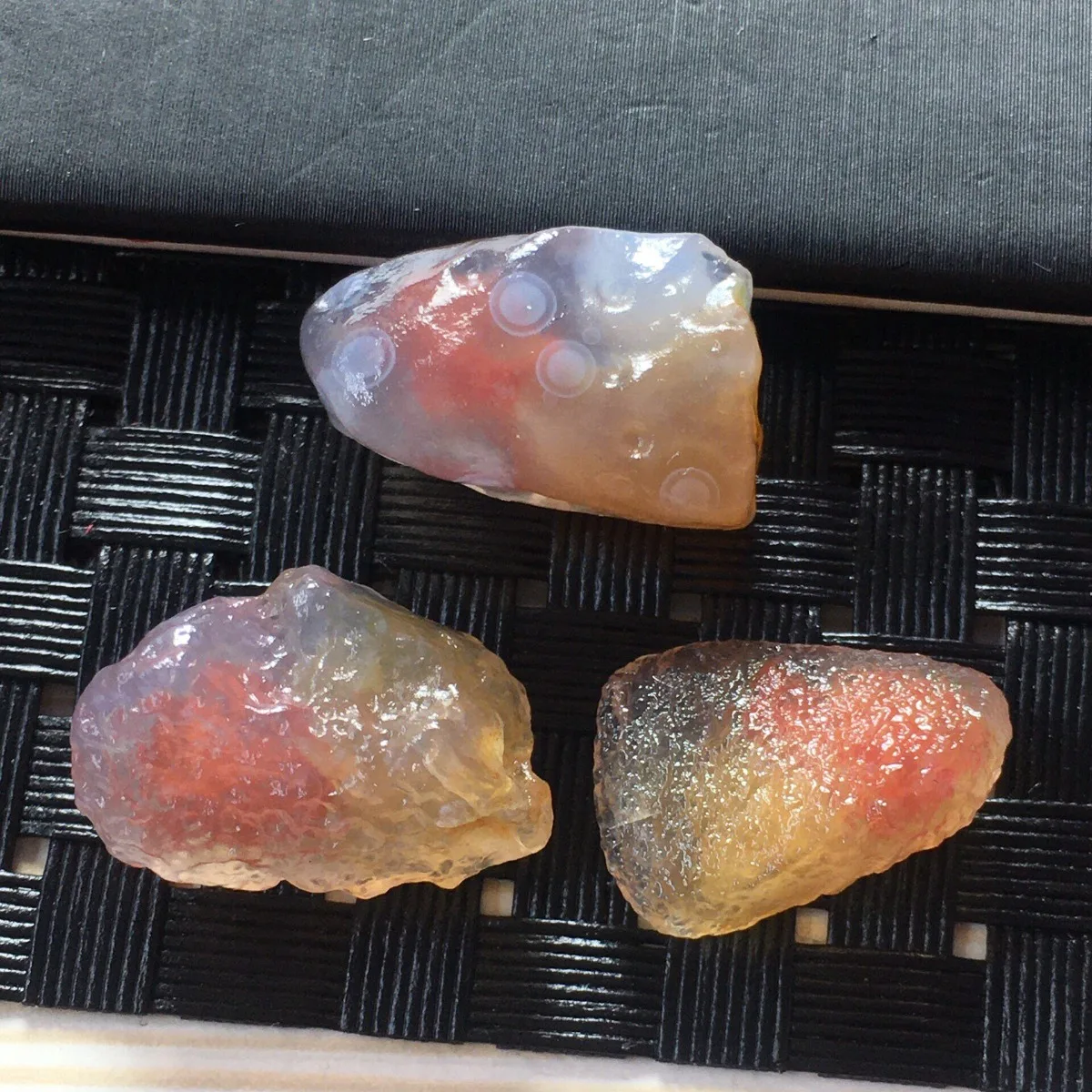 Loose Gemstone Alashan Agate in Glass Vial, 10-15mm Natural Unpolished, Mineral Specimen, Gift Giving Collection-Candy Agate