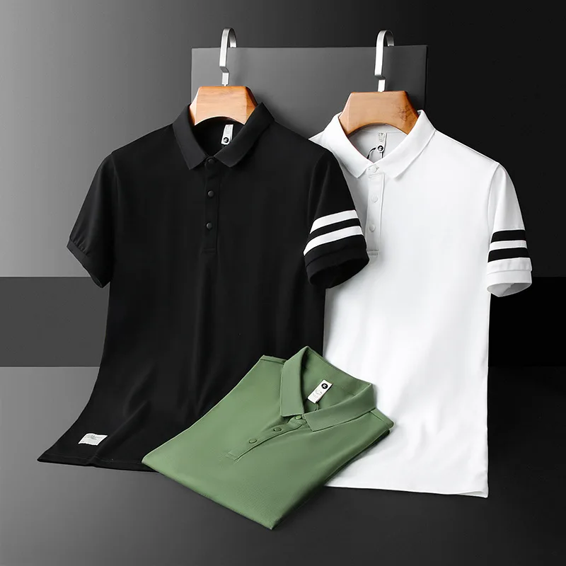 

Brand Clothing Summer Striprd Polo Shirts Men Slim Fit Short Sleeved T-shirts High-quality Casual Business Lapel Polo Tshirts