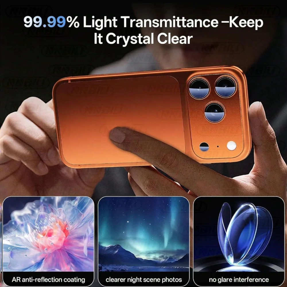 NNBILI 2 szt. Ochraniacze na obiektyw aparatu do iPhone'a 17 Pro Max - Premium szkło hartowane 9H z mocną adsorpcją, kompatybilne z etui