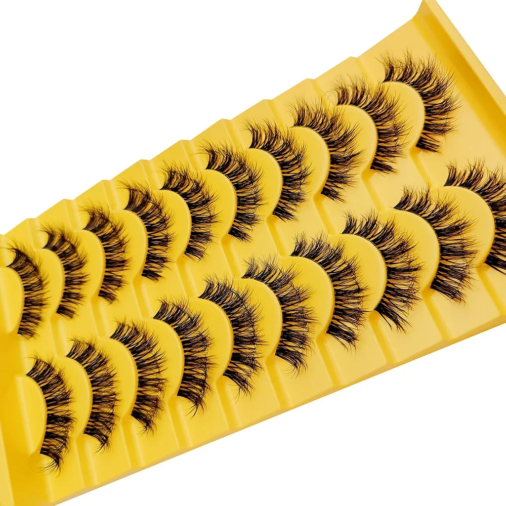 10 Pairs Faux Mink Eyelashes False Eyelashes Fluffy Lashes Dramatic Volume Lashes Natural Long Eyelashes Makeup