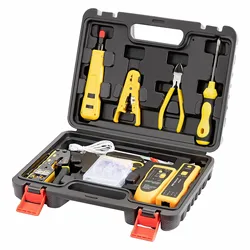 WoeoW Network Tool kit, RJ45 Crimp Tool Pass Through Crimper, Wire Tracker, Punch down Tool, Stripper, Cutter, Cat6 Connectors