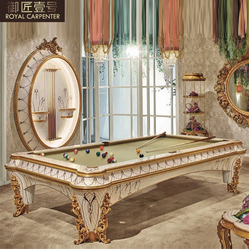 Large villa furniture European solid wood carving recreation room billiards table indoor billiards