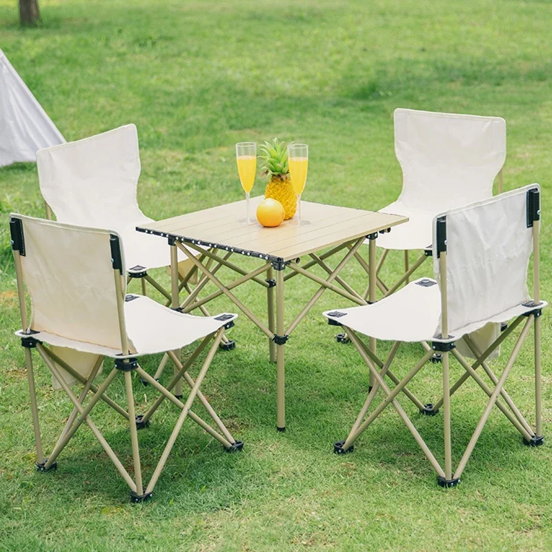 Outdoor folding tables and chairs portable table aluminum omelet table picnic camping barbecue equipment supplies set