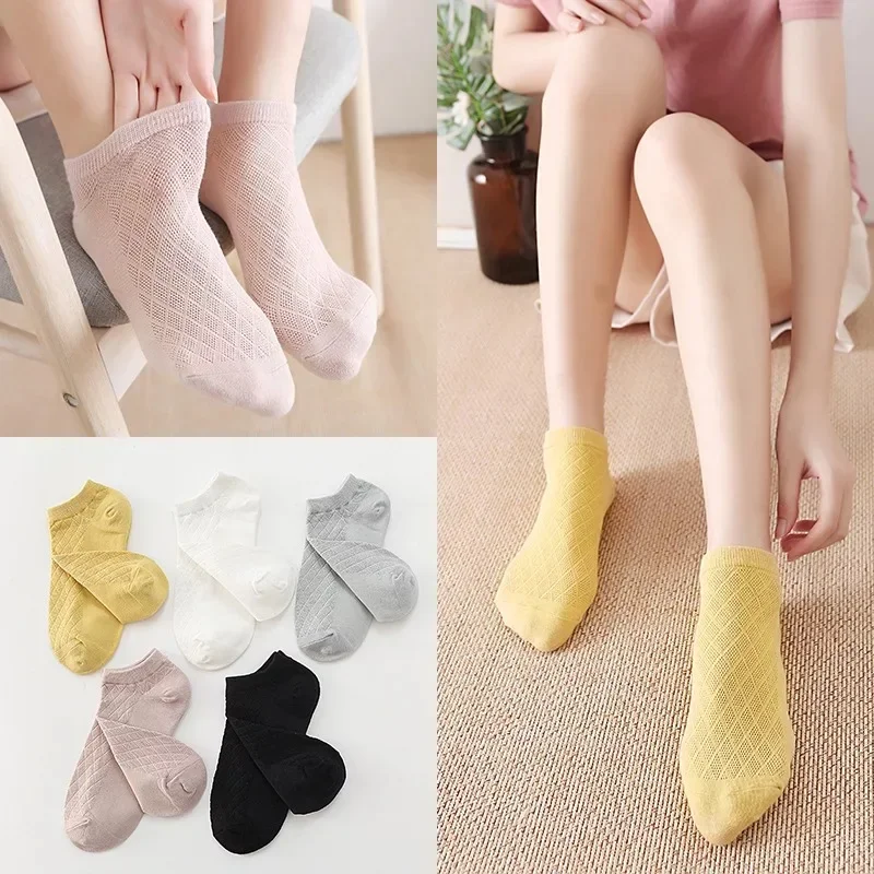الربيع والصيف القطن رقيقة شبكة المرأة السفينة الجوارب لون نقي كاندي الجوارب، تنفس ورائحة واقية الجوارب