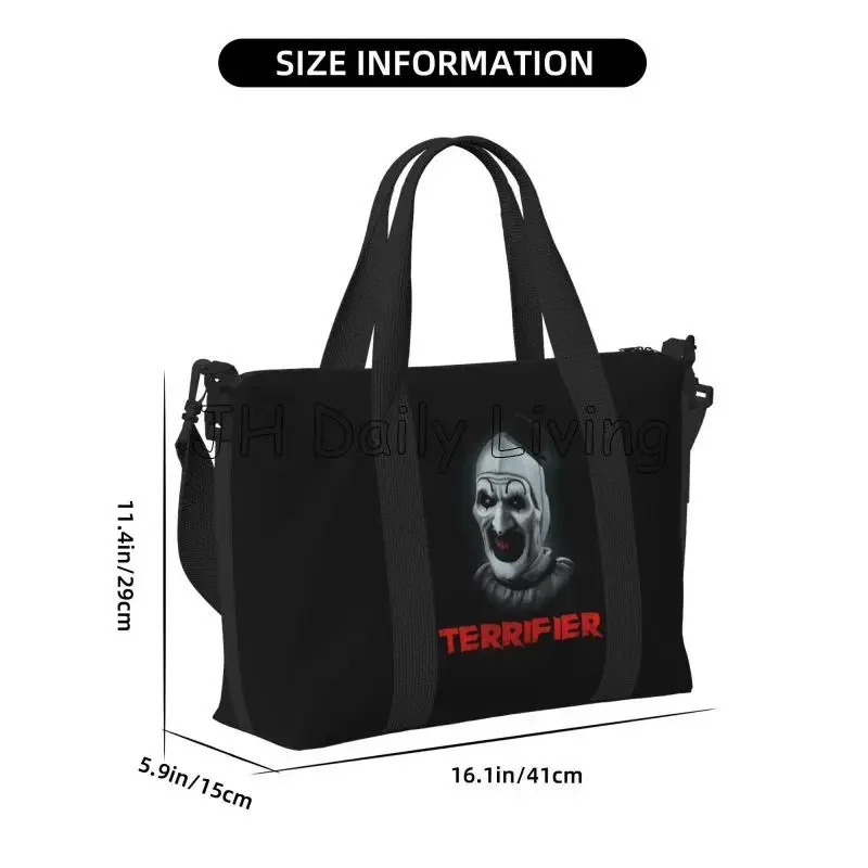 Horror Clown Halloween Movie Terrifier Travel Duffel Bags Waterproof Weekender Overnight Bag Unisex Foldable Carry on Tote Bag